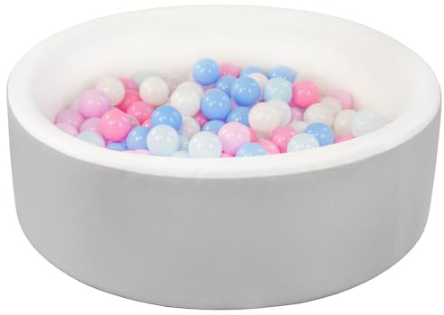 Velinda Bällebad Bällepool Bällebecken Spielbecken Kinderpool Kunstleder-Bezug 200 Bälle
