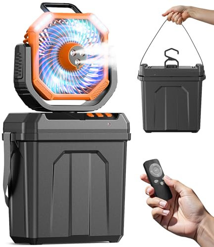 WAROUS Klimaanlage Mobil, 5-in-1 Mobiles Klimagerät, Luftkühler mit Wasserkühlung Wassertank 6L, 20000 mAh, wiederaufladbar über USB, 4 Windgeschwindigkeiten, Oszillation, Leise für Zuhause Außen