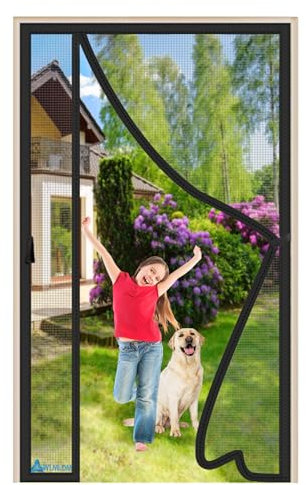 Cortina Mosquitera para Puertas Negro 195x280cm Cortina Mosquiteras Magnética de Malla Anti-insectos Tela Mosquiteras de Ventanas para Balcón Corredera Puerta