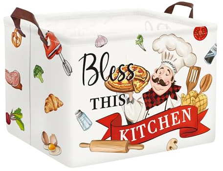 HUUMONSS Grand Panier Rangement Décoration Cuisine Outils pour Garçon Fille Repliable Paniers à Linge Jouets Vêtements pour Salle de Bain Chambre à Coucher, Chef, 36L