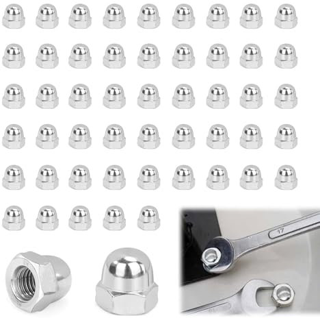 50 Stück Hutmuttern M5 Edelstahl, Edelstahl A2 V2A Kappenmuttern Sechskant Hutmutterne,Hochwertige A2 V2A Kappenmuttern,M5 Muttern für Schrauben Gewindestangen & Gewindebolzen.