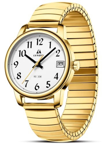 LN LENQIN Reloj Mujer Elasticay Relojes Mujeres De Acero Inoxidable Reloj A Prueba de Agua para Las Mujeres AnalóGico Cuarzo Relojes de MuñEca Banda de ExpansióN