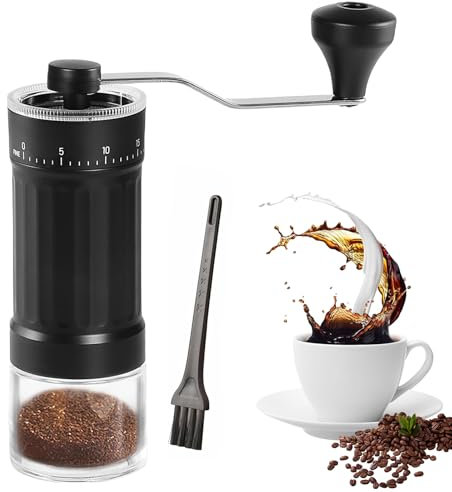 Molinillo de café manual con mecanismo de cerámica, molinillo de café manual ajustable con mecanismo cónico de alta precisión y contemporáneo de cerámica con cepillo de limpieza para cualquier tipo de