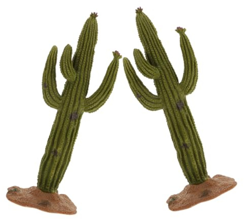 TOPBATHY 2 Pièces Décoration Miniature Cactus Vert pour Bureau et Maison Sculpture de Plantes Faux pour Intérieur pour Décor Estival Hawaïen