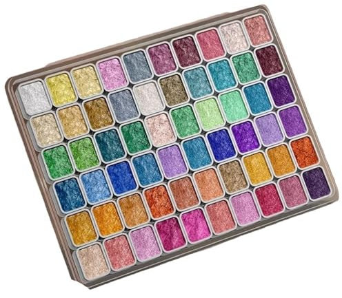 LAIOUSN Aquarellfarben-Set, 60 Farben, einfarbig, Perlglanz-Pigmente, Zeichenzubehör für Künstler und Studenten
