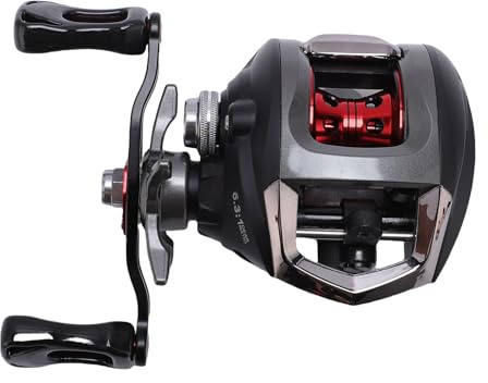 ZAICOLER Baitcasting-Rolle, Nylon, Übersetzungsverhältnis 6,3:1, 8 Kg Zugkraft, Magnetisches Doppelbremssystem, Angelrollen mit Rechtshandbedienung und Anti-Backlash-Design