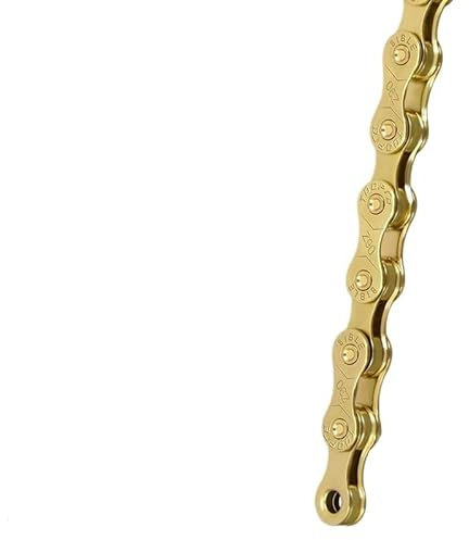 GFDSGRE Fahrradkette MTB-Kette, Rennrad, 1 Gang, 8, 9, 10, 11 S, Variable Geschwindigkeitskette, vergoldet, galvanisch beschichtet, rostfrei, 116 Glieder(9-Speed Gold)