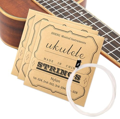 QOWIJEX 3 Jeu De Cordes Nylon Ukulele 4 -string Set,New Nylgut,Concert/Soprano Ball End Cordes Nylon Ukulele,Blanc