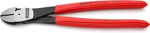 Knipex Alicates de corte diagonal de fuerza negro atramentado, recubiertos de plástico 250 mm 74 01 250