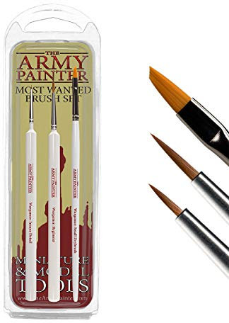 The Army Painter, Most Wanted Brush Set, Miniaturen-Pinselset mit 3 hochwertigen Pinseln: Insane Detail, Regiment und Small Drybrush. Detailreiche Pinselset wurde in Europa handgefertigt
