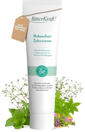 BitterKraft! Rebaschen-Zahncreme 75 ml – nach Hildegard von Bingen – basische Kräuterpflege mit Rebstock-Asche & Krauseminze – Zahnpflege - 100 % Natur – Made in Germany