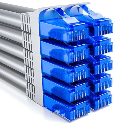 deleyCON 10x 0,5m CAT6 Set de Câbles Réseau - Court 50cm U-UTP RJ45 CAT-6 Câble LAN Câble Patch Ethernet Câble DSL Switch Routeur Modem Répéteur Panneau de Brassage - Gris