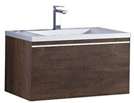 StoneArt Badmöbel Set mit Mineralguss Waschbecken und Unterschrank Waschtisch als Einzel- oder Doppelwaschbecken mit Unterschrank ohne Armaturen Milano ME-0800 Eiche dunkel 80cm