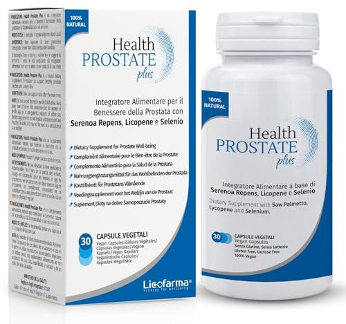 Health Prostate Plus | Integratore Prostata e Vie Urinarie Maschili con Serenoa Repens, Licopene e Selenio | Confezione da 30 capsule