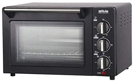 Silva Homeline MB 1400 - Mini horno (1200 W, 14 L, regulable hasta 230 grados, gran ventana de visión, calor superior e inferior, incluye bandeja para hornear y parrilla, 14 L), color negro