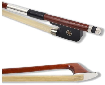 Yinfente Brazilwood Archet de violoncelle 4/4 en crin de cheval de Mongolie naturel, grenouille en ébène avec incrustation circulaire fabriquée à la main