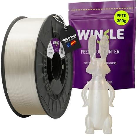WINKLE PETG Filament 1.75mm Transparent, 300g Spule, 3D Drucker Filament Kompatibel mit FDM Druckern, 3D-Druckmaterialien, Maßgenauigkeit +/- 0.05mm, Schlagfest, Leicht zu Bedrucken
