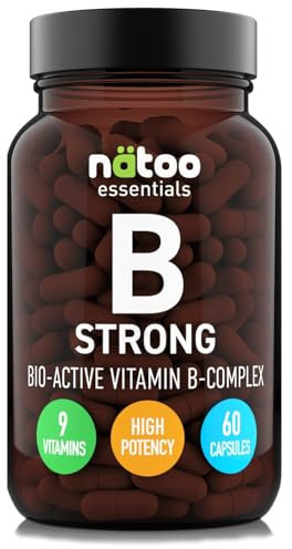 NÄTOO Vitamina B Complex Strong 60 Capsule con Vitamina B1, B2, B3, B6, B9, Colina, B7, B8, B12, nella loro Forma Bio-Attiva, 2 Mesi di Fornitura