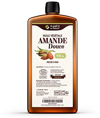 Huile d'AMANDE Douce 900 ml - Cosmos Natural - Natureen | Planète au Naturel - Pressée à froid - Cheveux, peau, visage