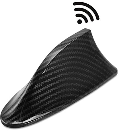 Heart Horse Universal Carbon Fibre Car Shark Fin Roof Car Antenna Radio FM/AM Decor Signal Aerial perfect replacement part For Auto SUV Truck Van with Adhesive