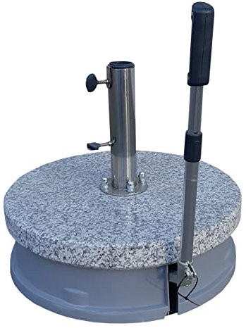Maffei Art 360 Willy Schirmständer aus Granit, Gewicht 45 kg, mit Rollen und Hebesystem.