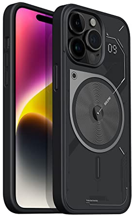 Aulumu A15 für iPhone 14 Pro Max Magnetische Hülle [Kompatibel mit MagSafe] Urchscheinende Matte Abdeckung, Stoßfeste Anti-Fingerabdruck Hartschale, Schlanker Weicher TPU-Rahmen, 6,7 Zoll, Schwarz