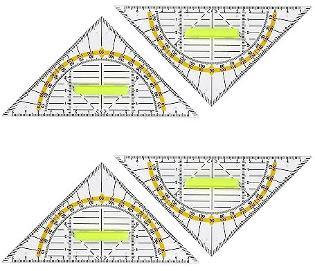 qingmeng Geodreieck mit Griff, 4 Stk Geodreieck Klein Flexibel Set, Geodreieck aus Kunststoff 14cm Lineal Geo Dreieck Schule 2 Funktionen Geometrie Dreieck für Studenten Technisches Zeichnen