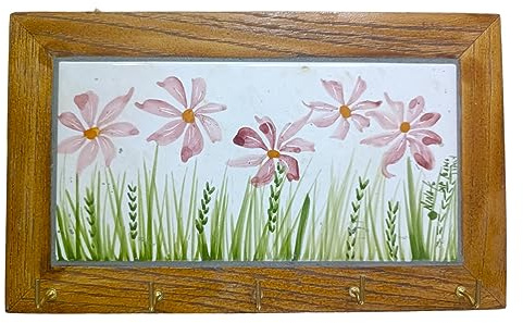 Portachiavi da Muro Ceramica Realizzato e dipinto a mano Le Ceramiche del Castello Made in Italy Dimensioni 18 x 23 cm Pezzo Unico (Edere bacca rossa)