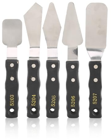 Acciaio Inox Spatole per Pittura, Spatola per Pittori, 5 pezzi Spatola set Pittura Raschietto per Pittura Acrilica Decorativa, Pittura ad Olio, Acrilico, Piccola, Pittura su Tela