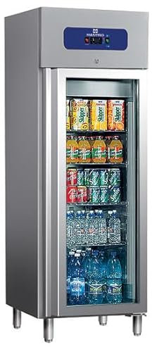Congélateur 400 Litres En Inox Avec Porte En Verre, 460X485 mm, -10°/-18°C - Mastro
