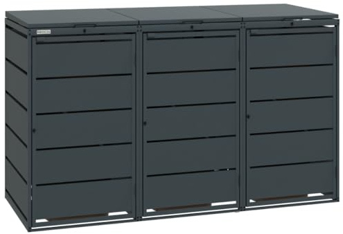 MBOX24 Classic 3er Mülltonnenbox für Mülltonnen bis 240 Liter, aus verzinktem Stahl, 1er Metall Mülltonnenverkleidung in Anthrazit, robust & wetterfest