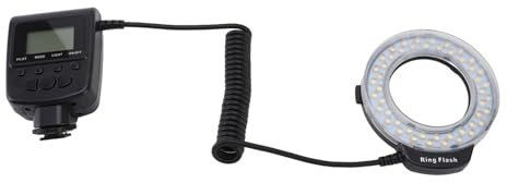 LED Macro Flash Light, 48 Macro LED Light & Flash with LCD Display for DSLR Cameras,Flash Light with Adapter Rings Flash Diffuser