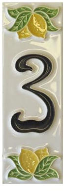 Carreaux en céramique 10 x 3,3 cm peints à la main avec cadre en option (chiffre 3)