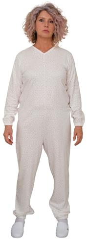 FERRUCCI COMFORT Pijama Sanitario Invierno con 3 cremalleras en el lomo e interior de las piernas unisex 9012-F/2 para personas mayores, Alzheimer, incontinencia