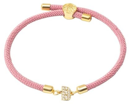 LIUYUYOUGO Freundschaftsarmband,Initialen Armband Für Frauen Und Männer Zirkonia Charm Armbänder Mit Buchstaben Az Modische Passende Paar Armbänder Handgefertigt Verstellbar Rosa Seil Freundscha