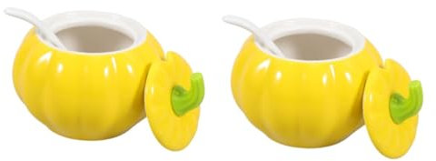 PRETYZOOM 2 Sätze Kürbis gewürz glas behälter nachtisch Zuckerschüssel zuckerglas gewürzglas set Zuckerversiegelungstopf Zuckerhalter multi Zuckerdose Gewürzdose aus Keramik Silikon Yellow