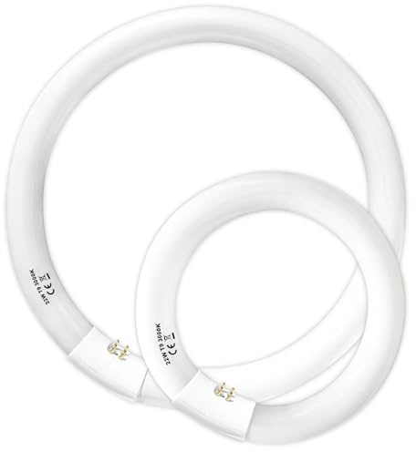 FC12T9/WW 32 Watt and FC8T9/KB 22W Set, 8 inch T9 22W and 12'' 32W Circular Fluorescent Light Bulbs Warm White, Circle Light Bulb 3000K, FC12T8/WW 3500 Lumen G10Q Base