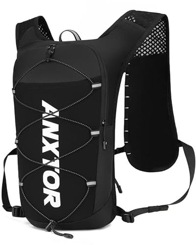 TOPCHANCES Running Hydration Vest Backpack,Lightweight Reflective Running Pack,Adjust Chest Straps Water Daypack Compatible with 2L Water Bladder for Outdoor Climbing Hiking Cycling Biking (Black)