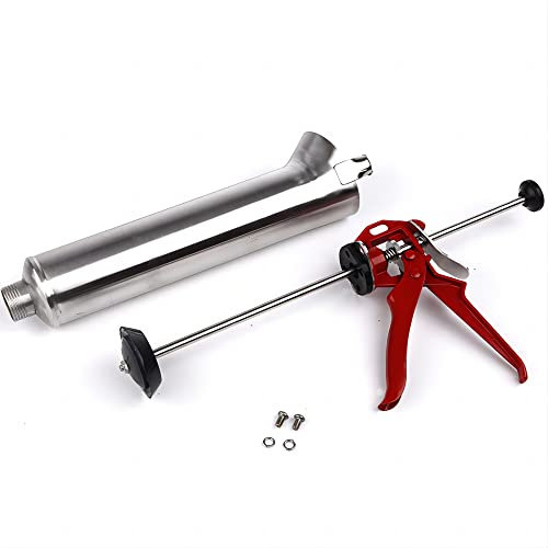 RUHEN Mortar Grouting Pointing Gun,Cement Caulking Pump Stainless Steel Hand Caulking Gun Grouting Tool Sprayer Applicator Tool with 2 Nozzles Kit