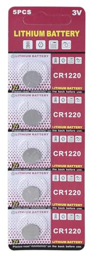 Lot de 5 piles bouton CR1220 3 V CR1220 au lithium pour jouets, calculatrices, télécommandes, 12 mm de diamètre