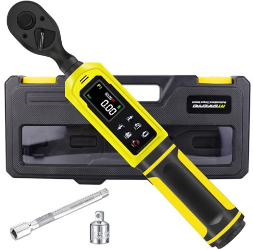ATsafepro Clé Dynamométrique Numérique Entraînement 3/8, 0,9-60 Nm Précision ±1%, 5 Unités De Mesure, Écran LCD Buzzer Alertes LED Pour Vélo Moto Voiture