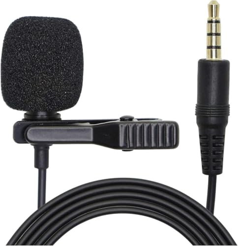 Lavalier Microphone, Clip on Omnidirectional Condenser Phone Mic, 3.5mm Wired 2 Mini Condenser Headset Mic, Hands Free Microphone for for Phone PC Laptop DSLR Camera Recording Interview, Podcast