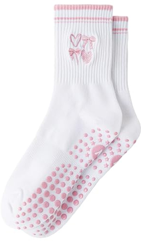 Yawlsow Pilates Stoppersocken für Damen Rutschfeste Yoga Grip Socken | mit Noppen niedlich und bequem für Reformer Ballett Barre Tanz Trampolin Krankenhaus Fitness Zuhause Atmungsaktiv