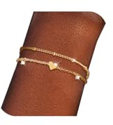 Maynor Armband Damen Silber 925 Gold mit Herz Anhänger Armbänder Armkette Verstellbare Stapelbare Kettenarmband für Mädchen Handmade Schmuck Geschenk