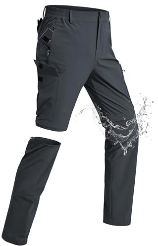 xtuwkzo Pantalones Senderismo Hombres Cremallera Desmontable Cargo Short Verano Corto Impermeable Funcional Short Hombre con Bolsillos Stretch Ocio Trekking Pants Gris M