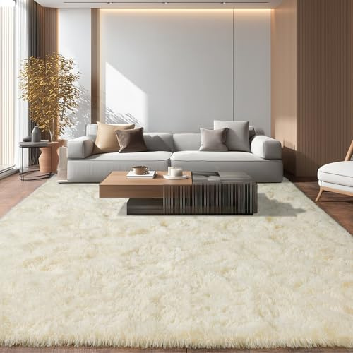 BSGIFT Hochflor Teppich 160x230 Beige, Shaggy Langflor Flauschiger Teppich Wohnzimmer, Modern Wohnzimmerteppich Bettvorleger High-Pile Carpet rutschfest für Schlafzimmer Kinderzimmer