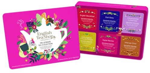 English Tea Shop® | Raccolta Tisane e Tè BIO | Set Regalo Latta Metallo Miscele Sapori Classici - 36 Filtri Assortiti | Selezione Tè Neri e Tisane Fruttate e Speziate