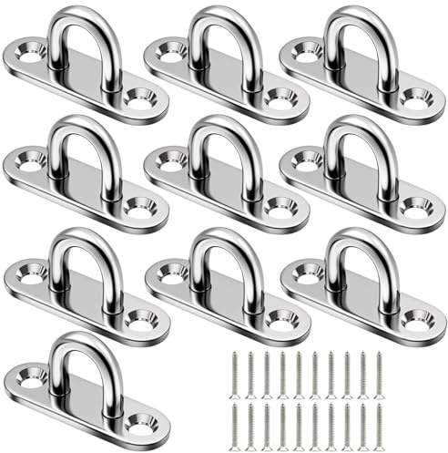 JDCMEI 10 Pezzi Pannelli con Occhielli in Acciaio Inox M5, Placca Oculare Ganci, Gancio da Muro Piastra, Piastre per Occhielli, Ganci di Fissaggio in Metallo per Appendere Gancio Fisso