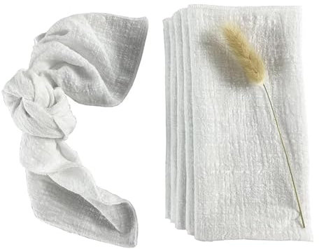 ZWCSHUU 10 STÜCKE Rosa Nähen Stoffservietten Baumwollstoff Serviette Gaze Tischtücher Hochzeitsdekoration 30x30 cm Stoffservietten für Restaurant(White)