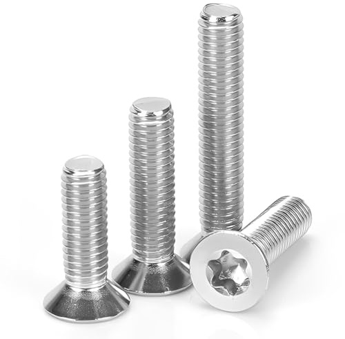 MIETONG M3 Tornillos de Cabeza Avellanada Torx - Plateados Tornillo Mecánico de Cabeza Plana Acero Inoxidable V2A A2 para Maquinaria y Proyectos de Bricolaje, M3 x 12mm, 50 Piezas